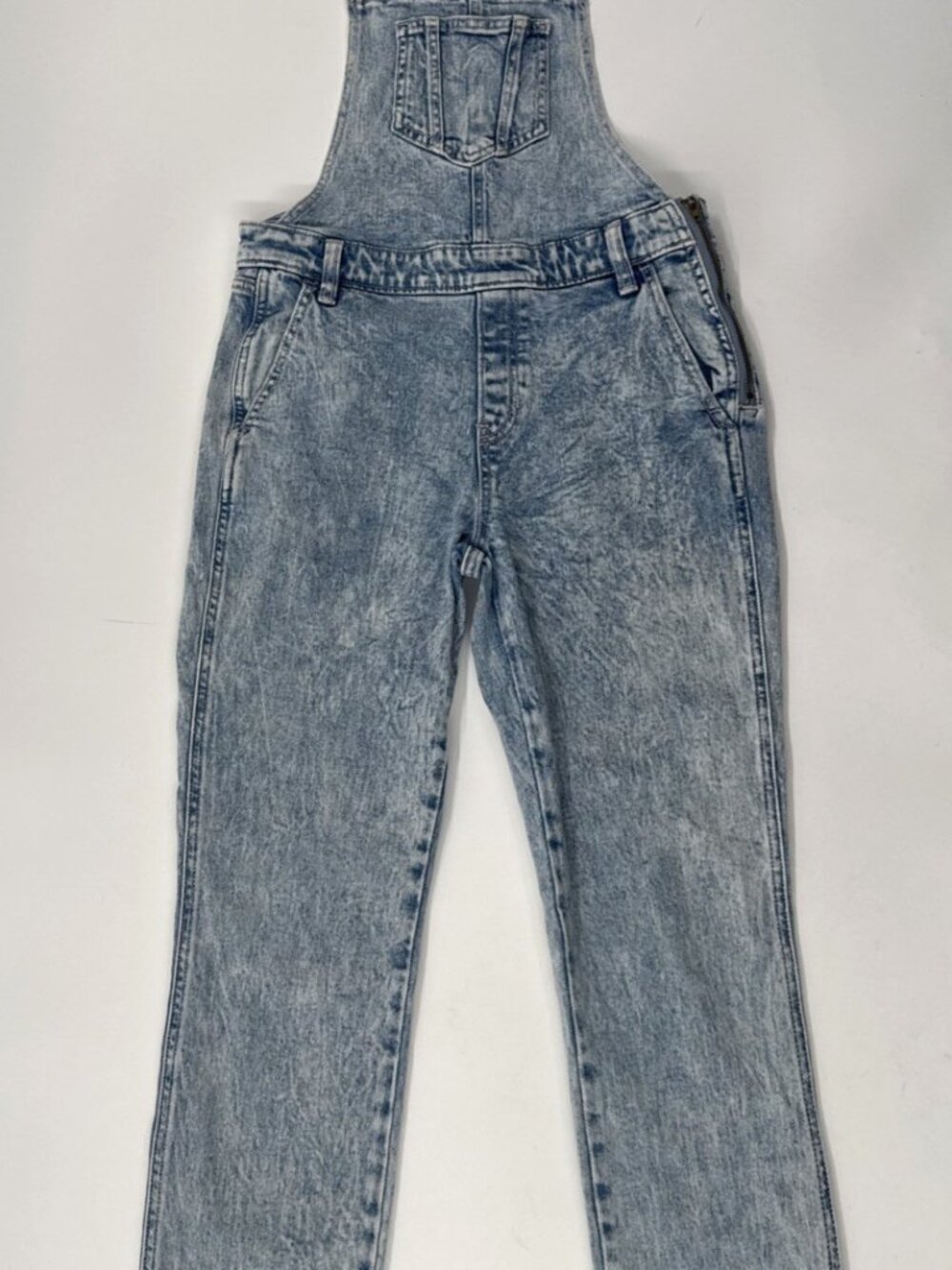 Old Navy Denim Overalls Womens 4 Acid Wash Bib Skinny Hip Zip Carpenter Festival